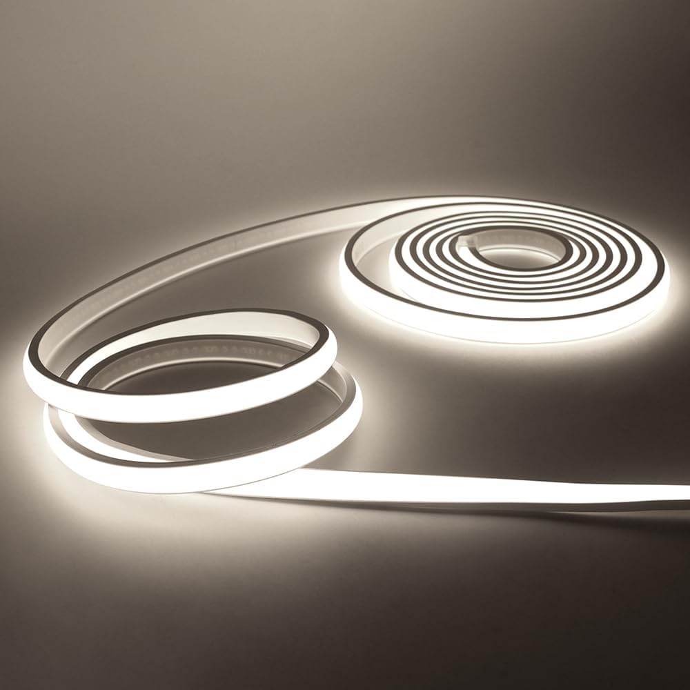 Taśma LED COB 220 V, wodoodporna IP65, elastyczna taśma LED neonowa, 288 diod LED/m, do samodzielnego montażu w sypialni, kuchni i na zewnątrz. Biał