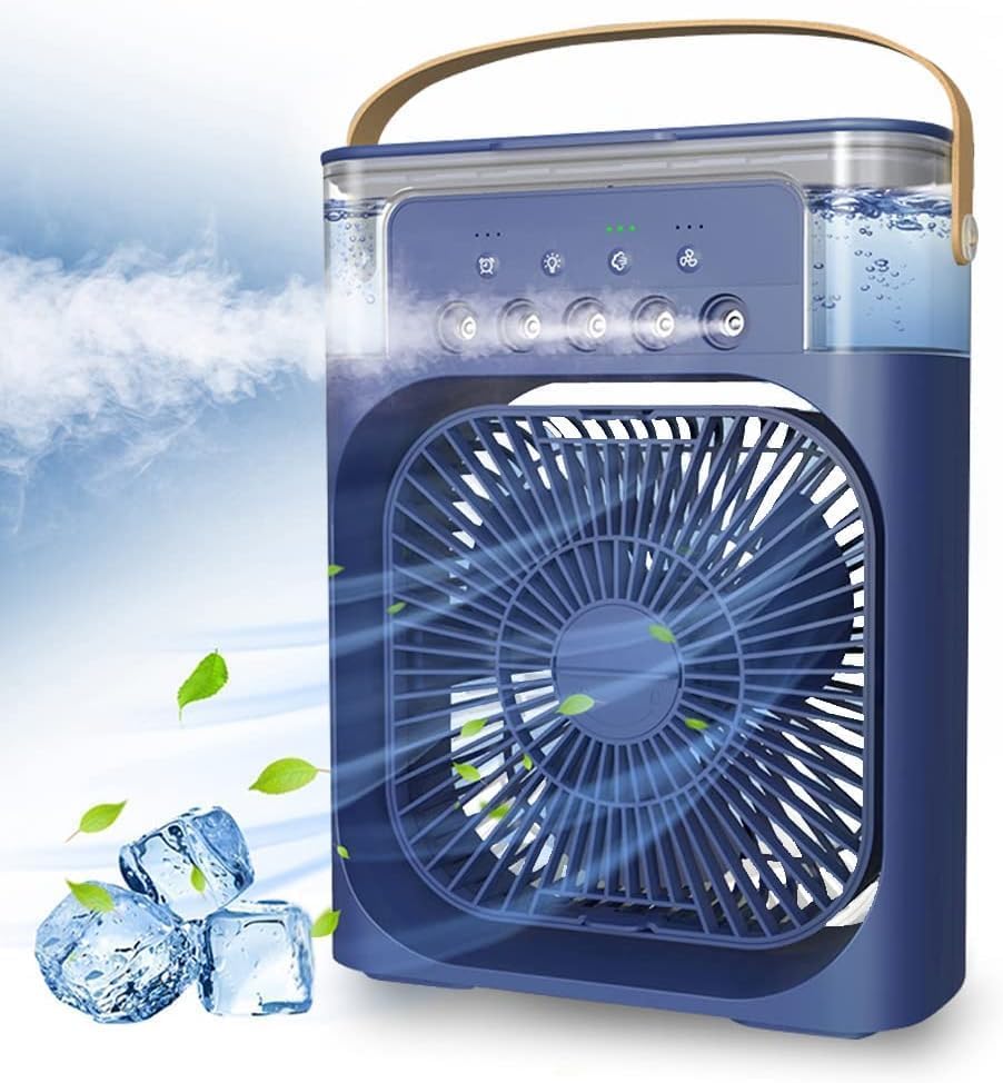 Mały klimatyzator powietrza W ultra cichy wentylator chłodzący prędkości zbiornik na wodę o pojemności ml kolorowych diod LED niebieski