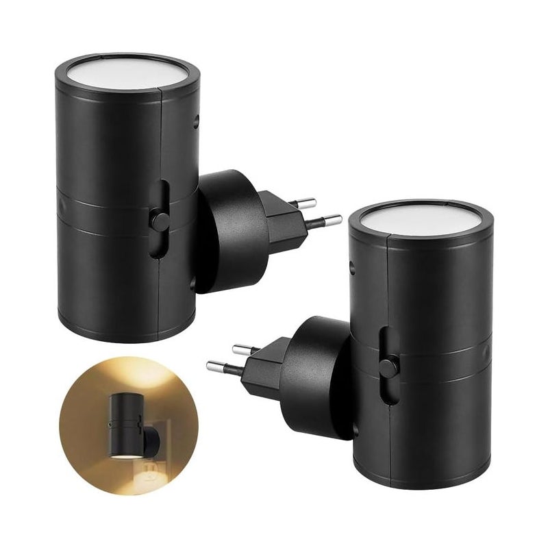 Lampki nocne LED, zestaw 2 sztuk, wtykowe, z czujnikiem światła, regulowana jasność, gotowe do użycia, lampki nocne dla dzieci.