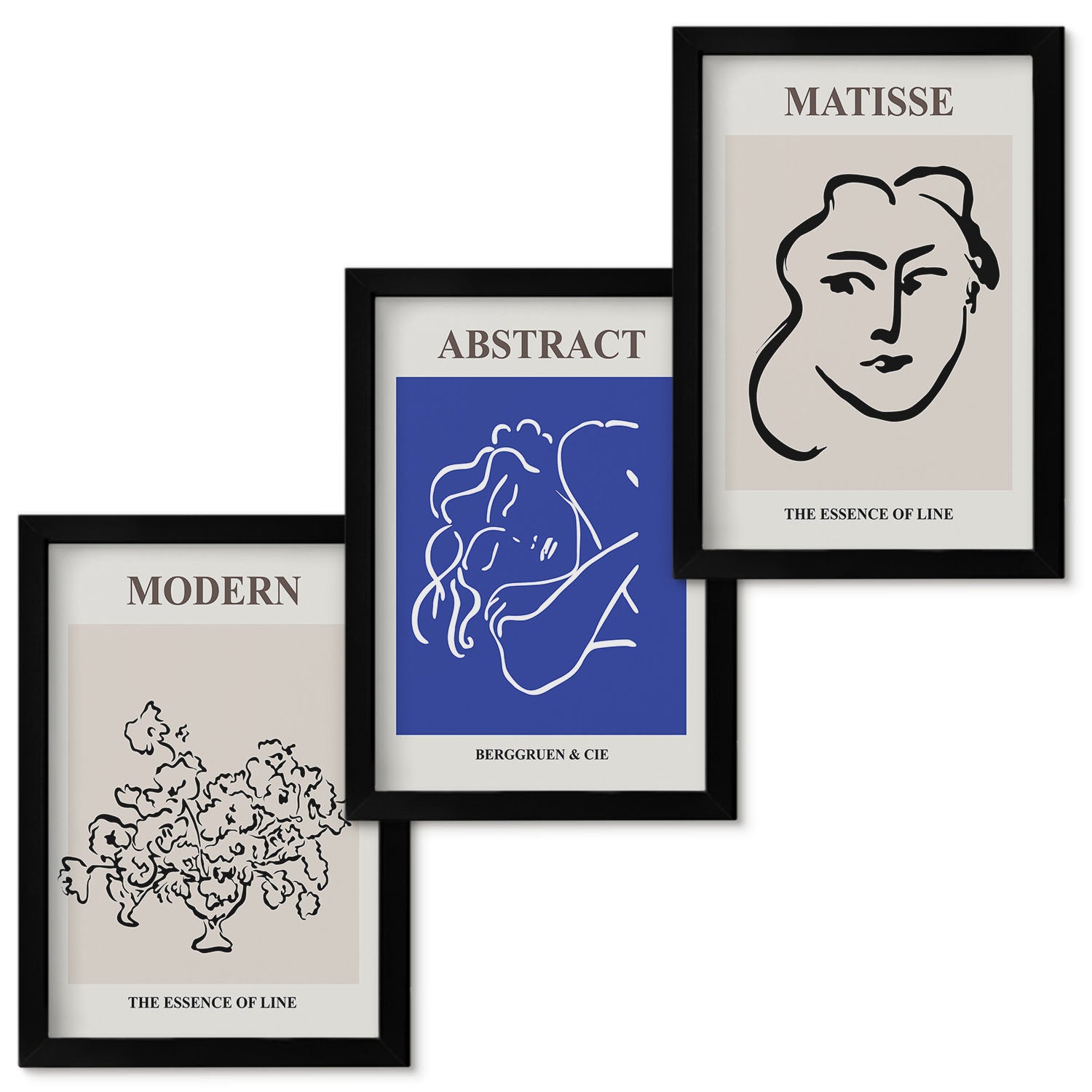 Zestaw obrazów w ramie - 3 części | Postery w stylu nowoczesnym i abstrakcyjnym Henri Matisse | Czarna ramka