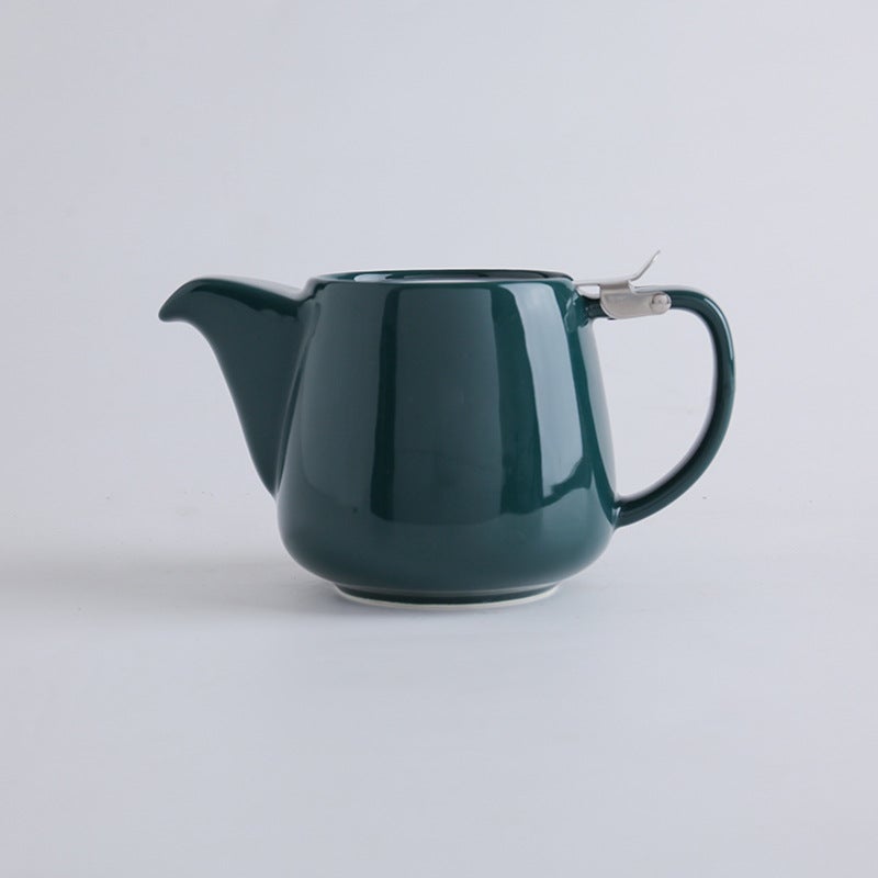 Porcelanowy czajniczek z pokrywką i wyjmowanym zaparzaczem - 1200 ml Ceramiczny czajniczek do herbaty kwitnącej (ciemnozielony)