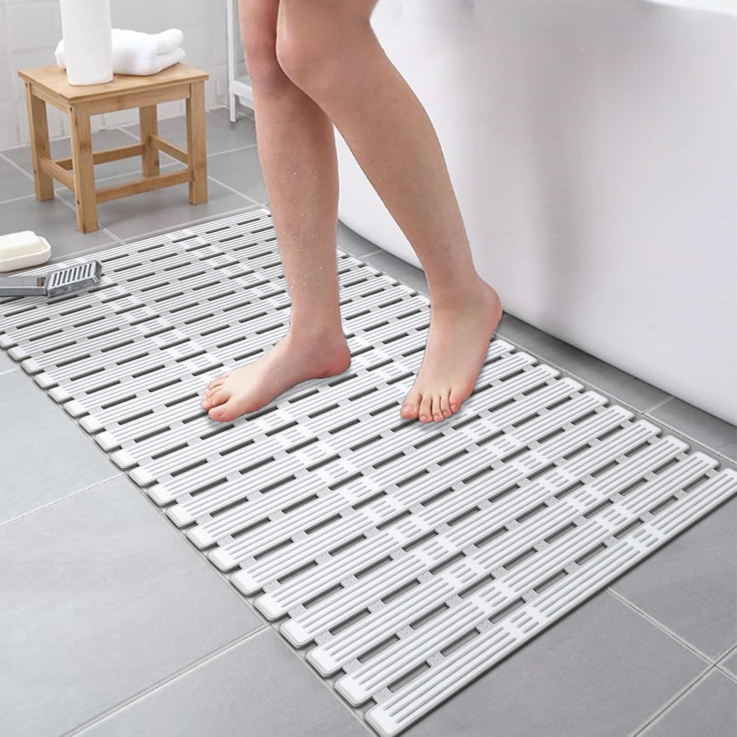 Mata łazienkowa antypoślizgowa 90x40 cm | Mata prysznicowa z mocnymi przyssawkami, mata łazienkowa z PVC odporna na pleśń