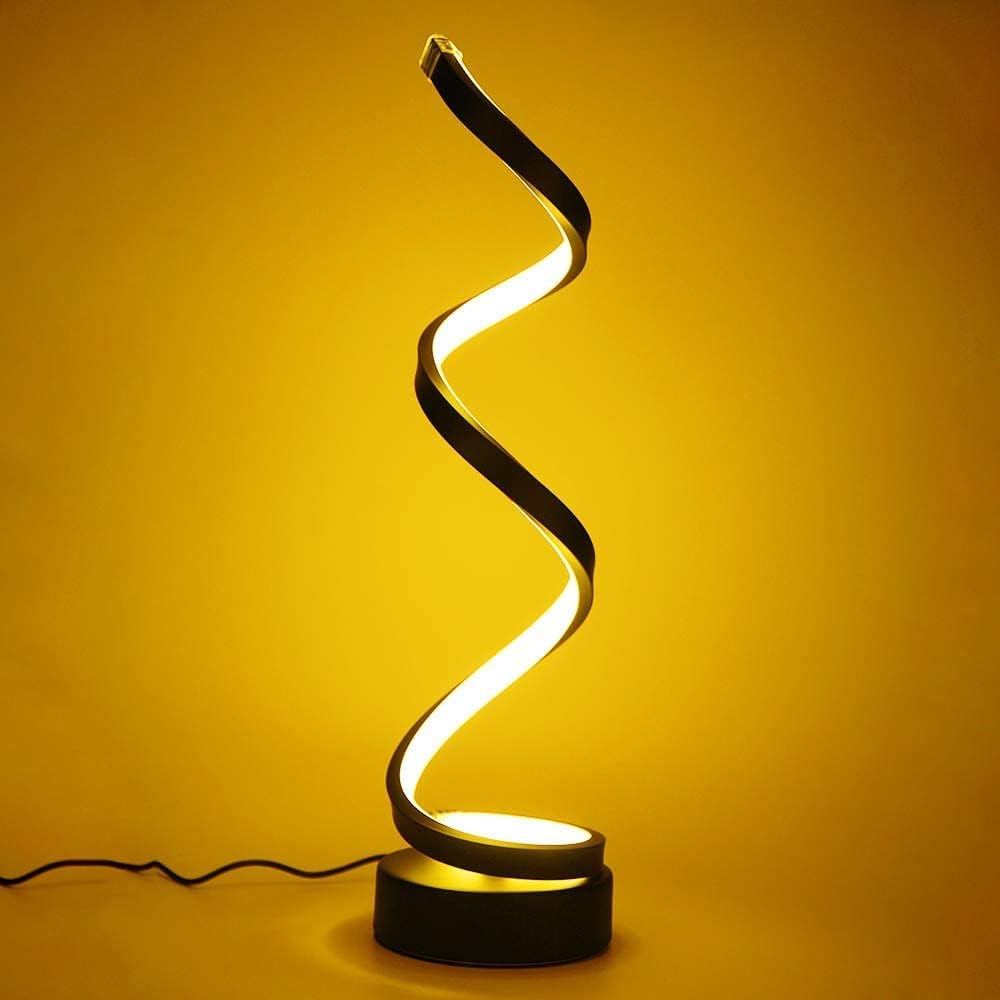 3 kolory, ściemniana lampka stołowa LED, spiralna, energooszczędna, 5W, ciepła biel, ochrona oczu, czarna lampka nocna, oświetlenie wewnętrzne