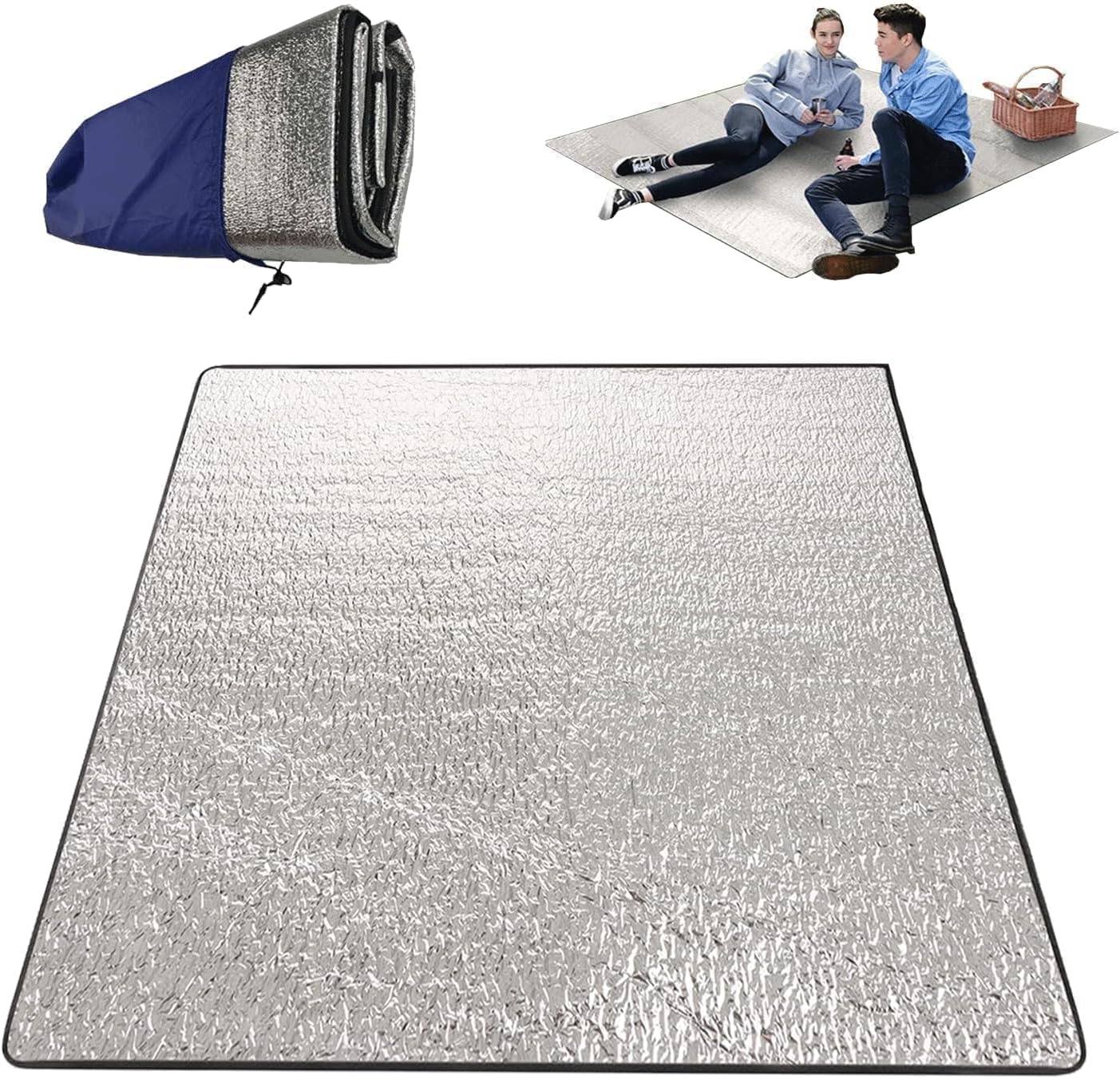Mata kempingowa, izolacyjna mata aluminiowa 200x200 cm, zwijana mata aluminiowa, piankowa mata do spania, lekka mata do spania