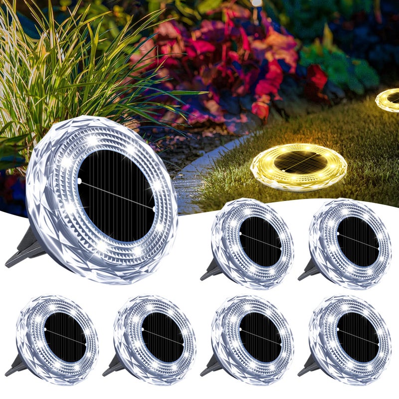 2 pływające lampy solarne o średnicy 7 cm, wodoodporne diody LED do podłoża, 3500 K, idealne na patio, do ogrodów, dekoracji ślubnych.