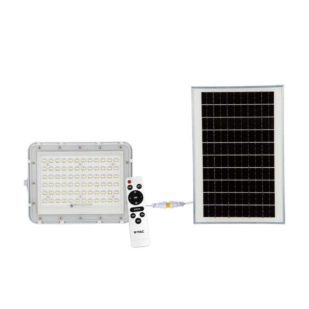 Reflektor LED z pilotem i panelem słonecznym, 15 W, wymienna bateria, kabel 3 m, kolor biały 4000 K