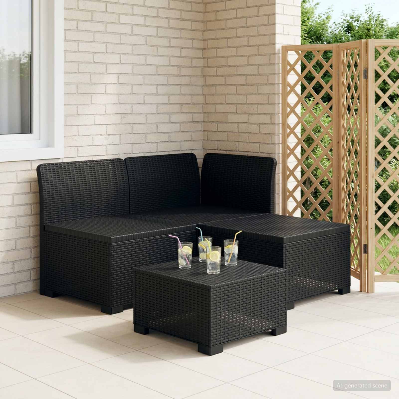 Sofa Ogrodowa 3-osobowa Rattanowa PP antracytowy vidaXL