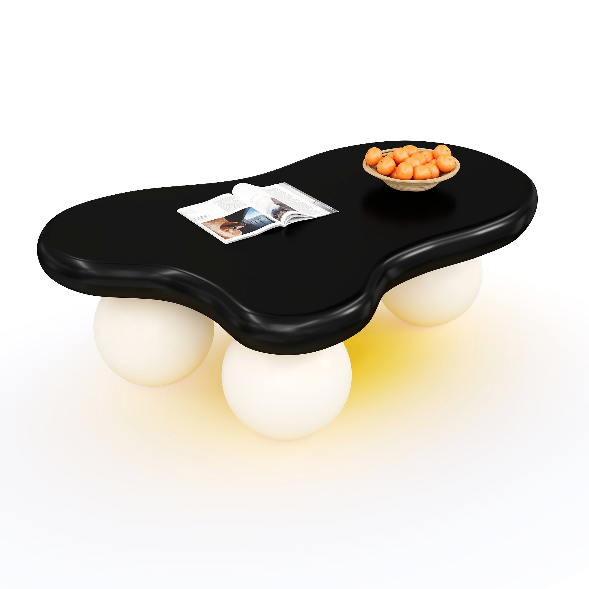 Stolik kawowy Cloud Style z oświetleniem LED, stolik kawowy, 16 kolorów do wyboru, wzór w kształcie chmurki, design z okrągłymi nogami