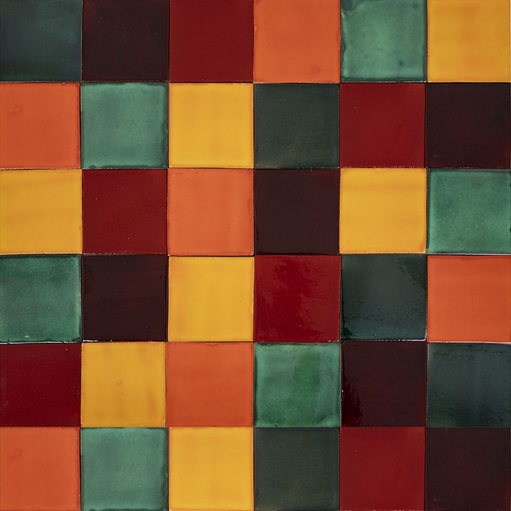 Patchwork płytek 10,5×10,5 cm "Borgońa" – w kolorze zielonym i niebieskim – 90 sztuk – 1 m² – płytki gładkie do łazienki, prysznica, schodów