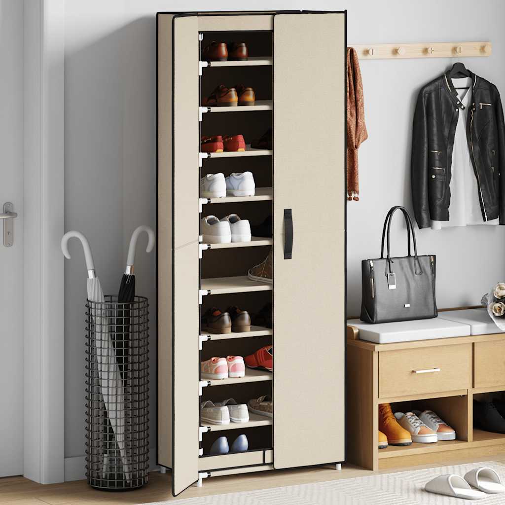 Szafka na buty, kremowa, 60x30x166 cm, materiałowa vidaXL
