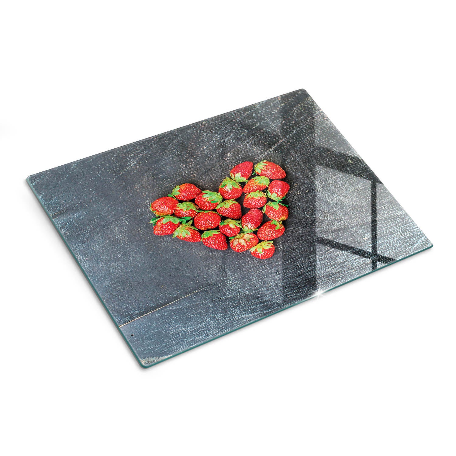 Szklana deska kuchenna z eleganckim nadrukiem - Truskawki Serce - 30x40 - Tulup