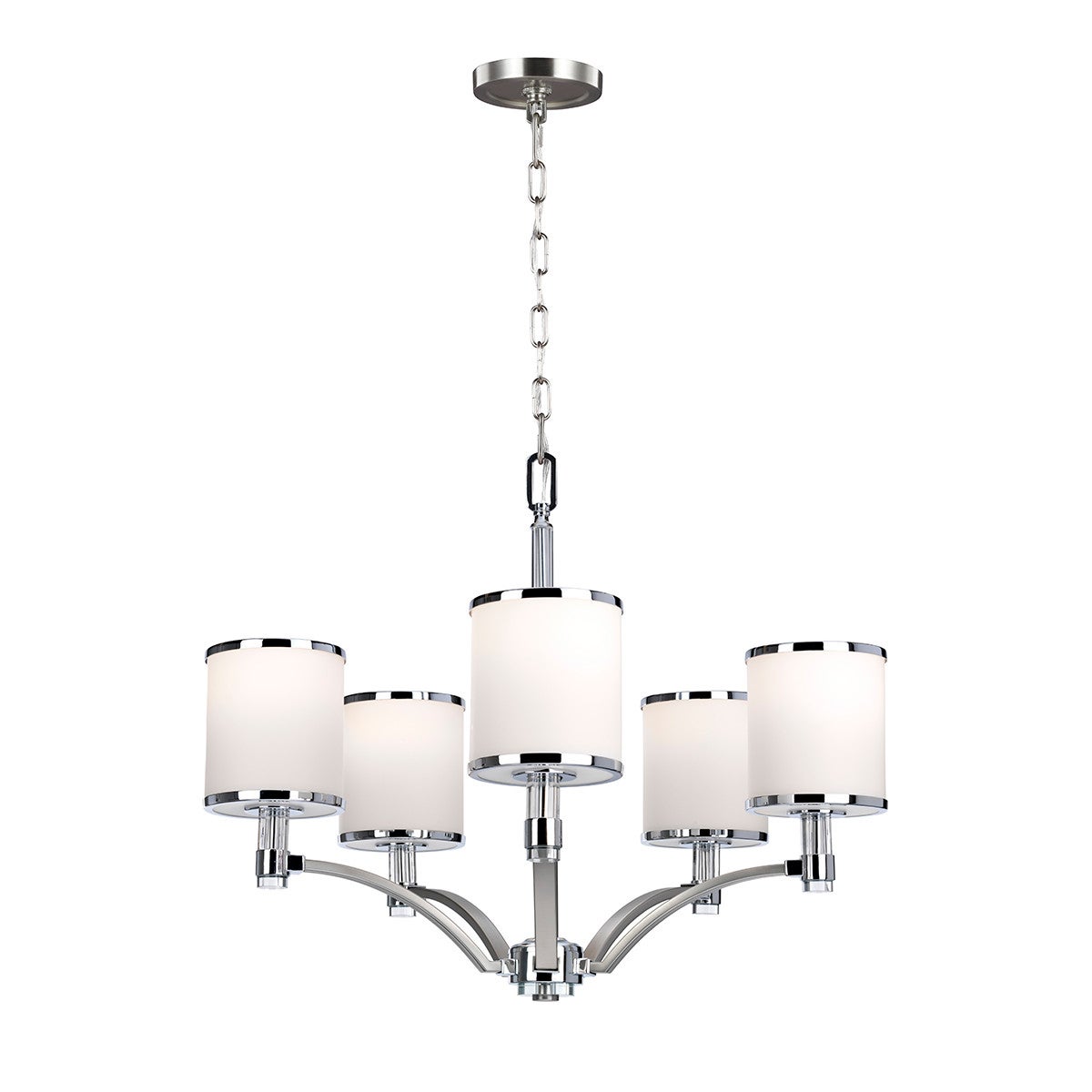Żyrandol glamour nikiel i chrom Prospect Park 5xE27 60W Feiss