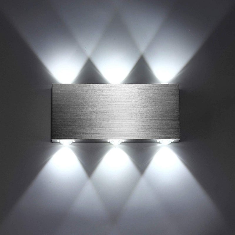 Kinkiet LED 18W wewnętrzny, nowoczesna kwadratowa lampa ścienna z aluminium, oświetlenie dekoracyjne (biały zimny)