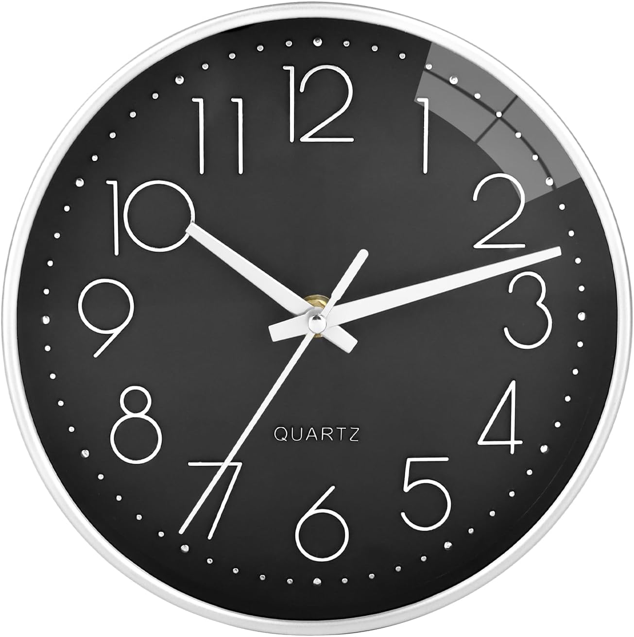20 cm, biały, nowoczesny, cichy zegar ścienny, bez podświetlenia, do sypialni, salonu, kuchni, minimalistyczny design, czarny tykający zegar, biuro