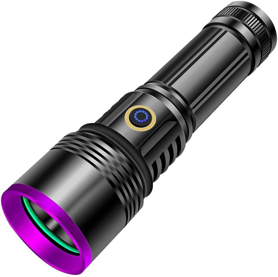 Latarka UV LED 20W 365nm, mocna lampa Wooda, ładowana przez USB, ultrafioletowe światło czarne, wykrywacz moczu do żywicy, minerałów, śledzenia krwi