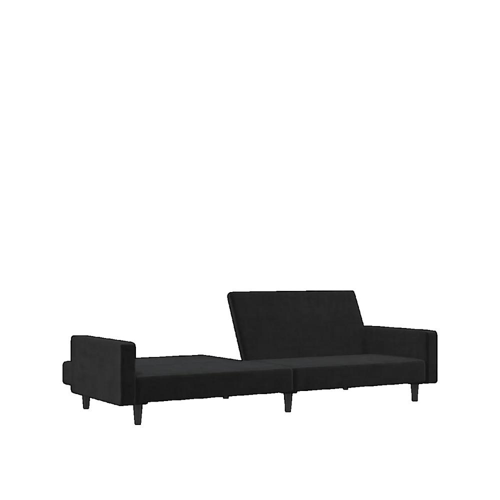 Sofa rozkładany vidaxl 2-osobowy czarny welur wygodny