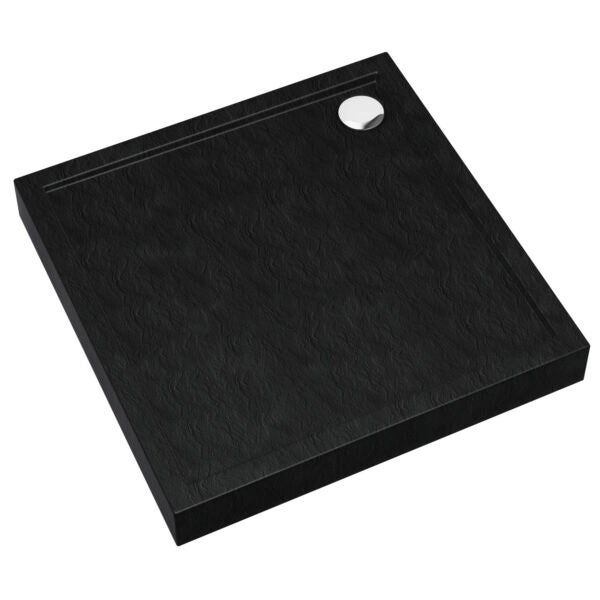 Brodzik do kabiny prysznicowej David BL 80x80x12 cm czarny, struktura kamienia