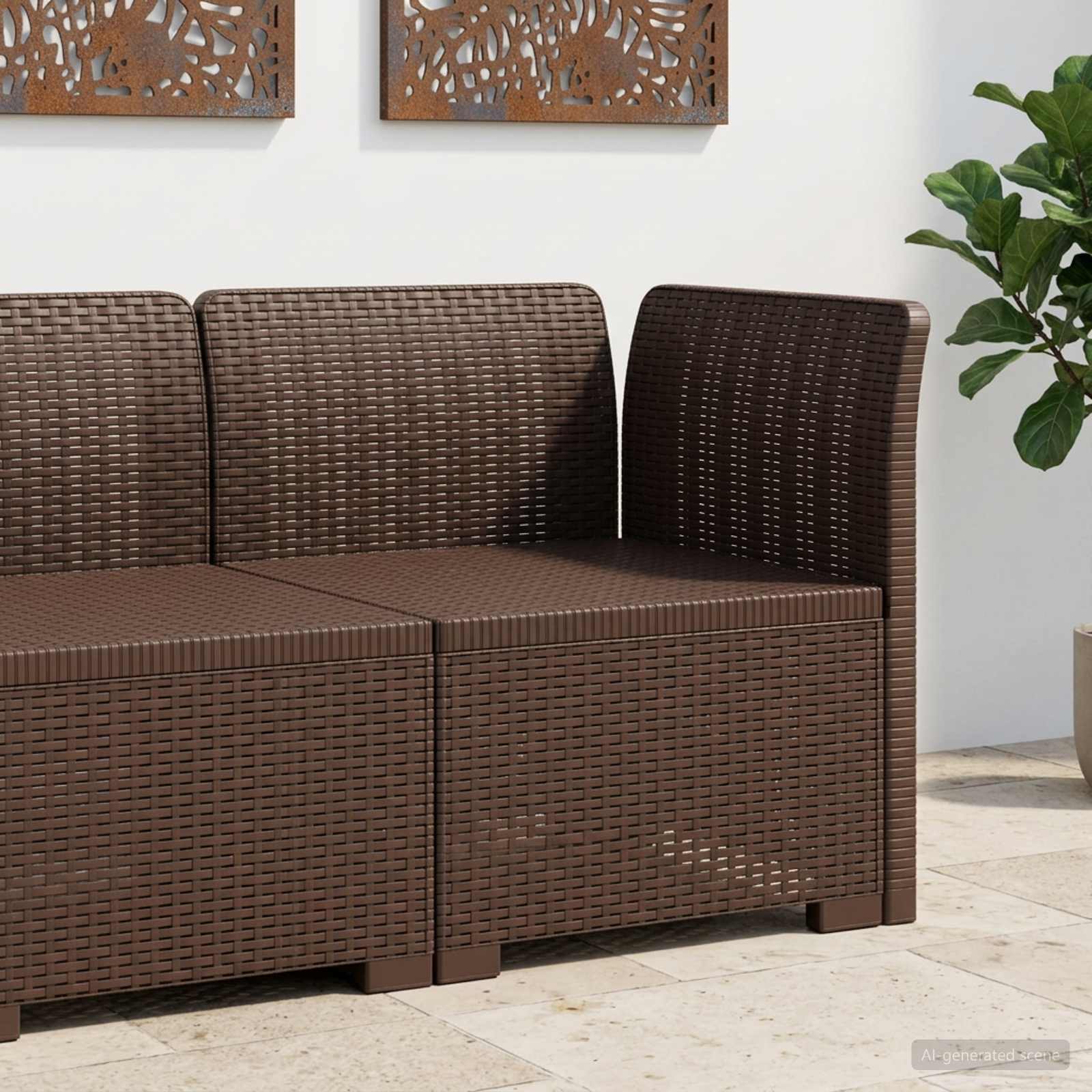 Sofa Ogrodowa 1-osobowa w Wyglądzie Rattanowym PP brązowy vidaXL