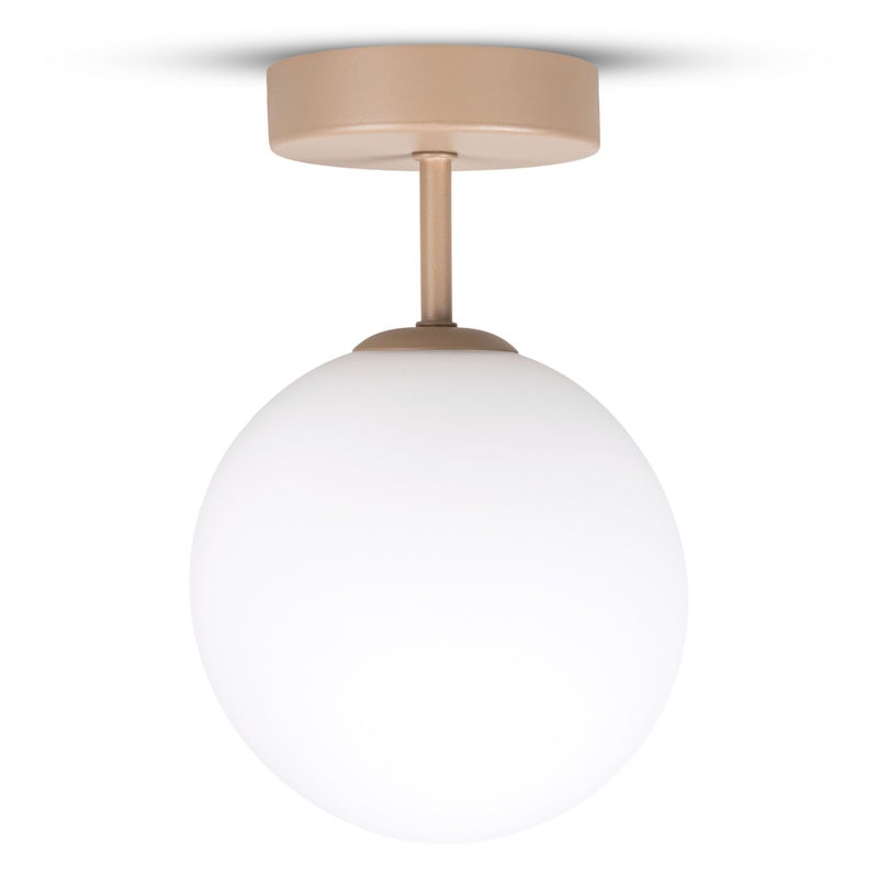 Lampa sufitowa Żyrandol Plafon ścienny BEŻOWA Kula G9 Ecru Mleczny klosz 14cm Beż matowy szklany - LEDHOFF