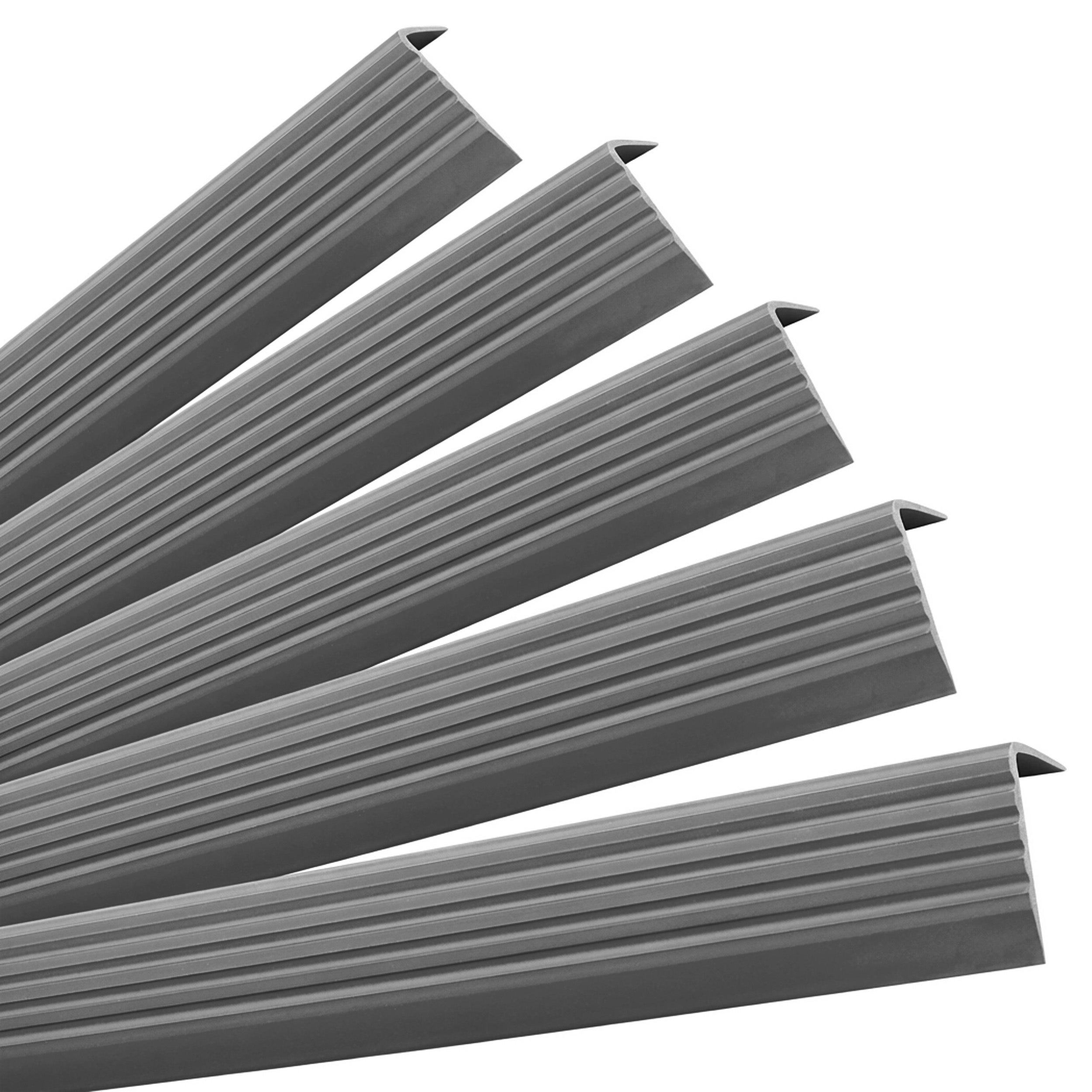 5x Profil schodowy PVC 40x25 mm - samoprzylepny, antypoślizgowy, 100 cm, ciemny szary