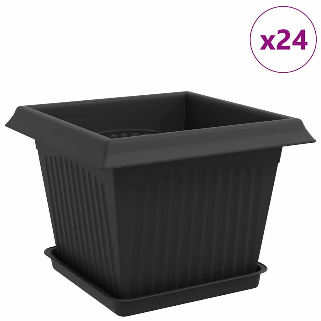 Doniczki 24 pcs Czarny 23 x 23 x 17,5 cm Z tworzywa sztucznego