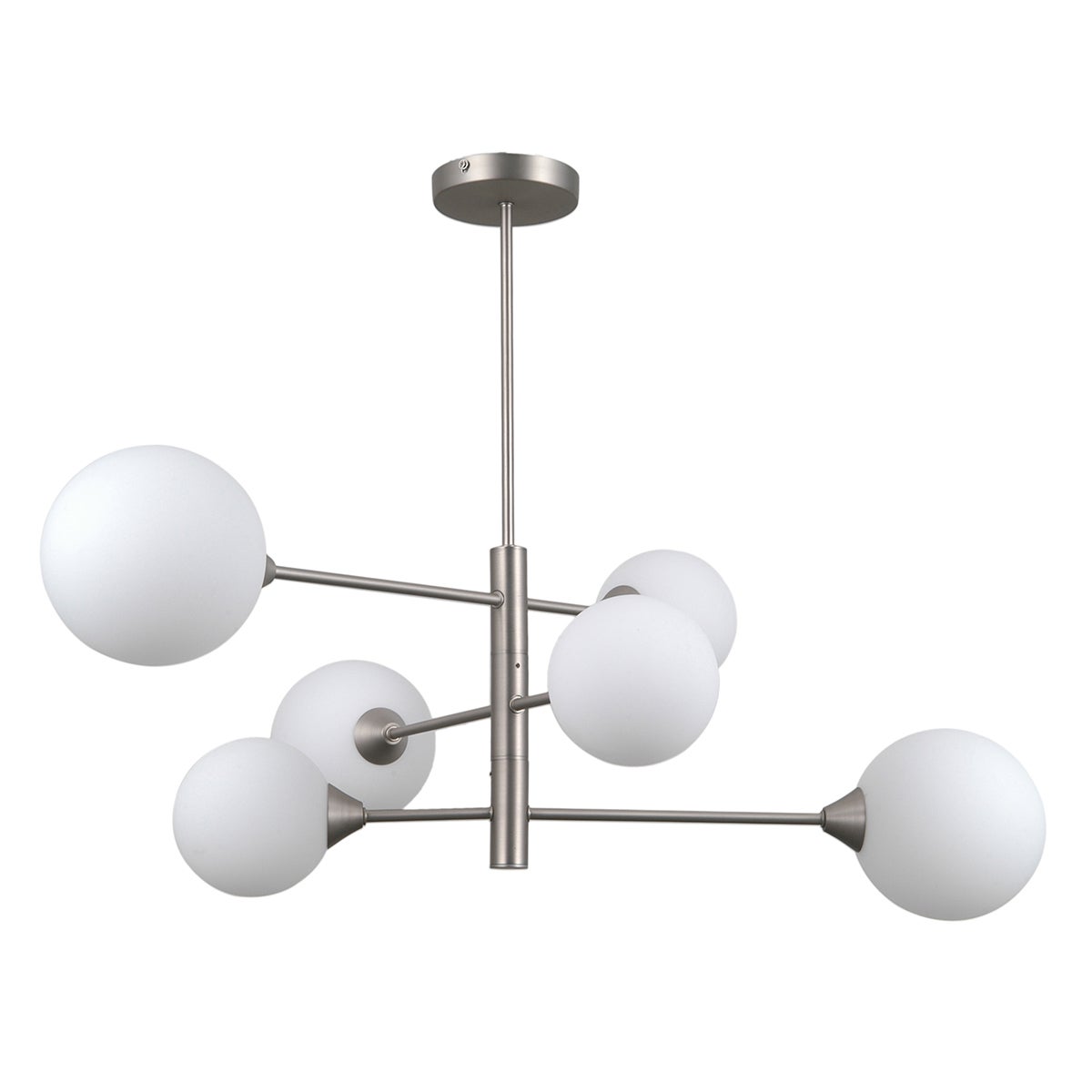 Lampa wisząca białe kule Evora nikiel satynowany 6xG9x5W metal wym:59x64x64cm IP20 Italux