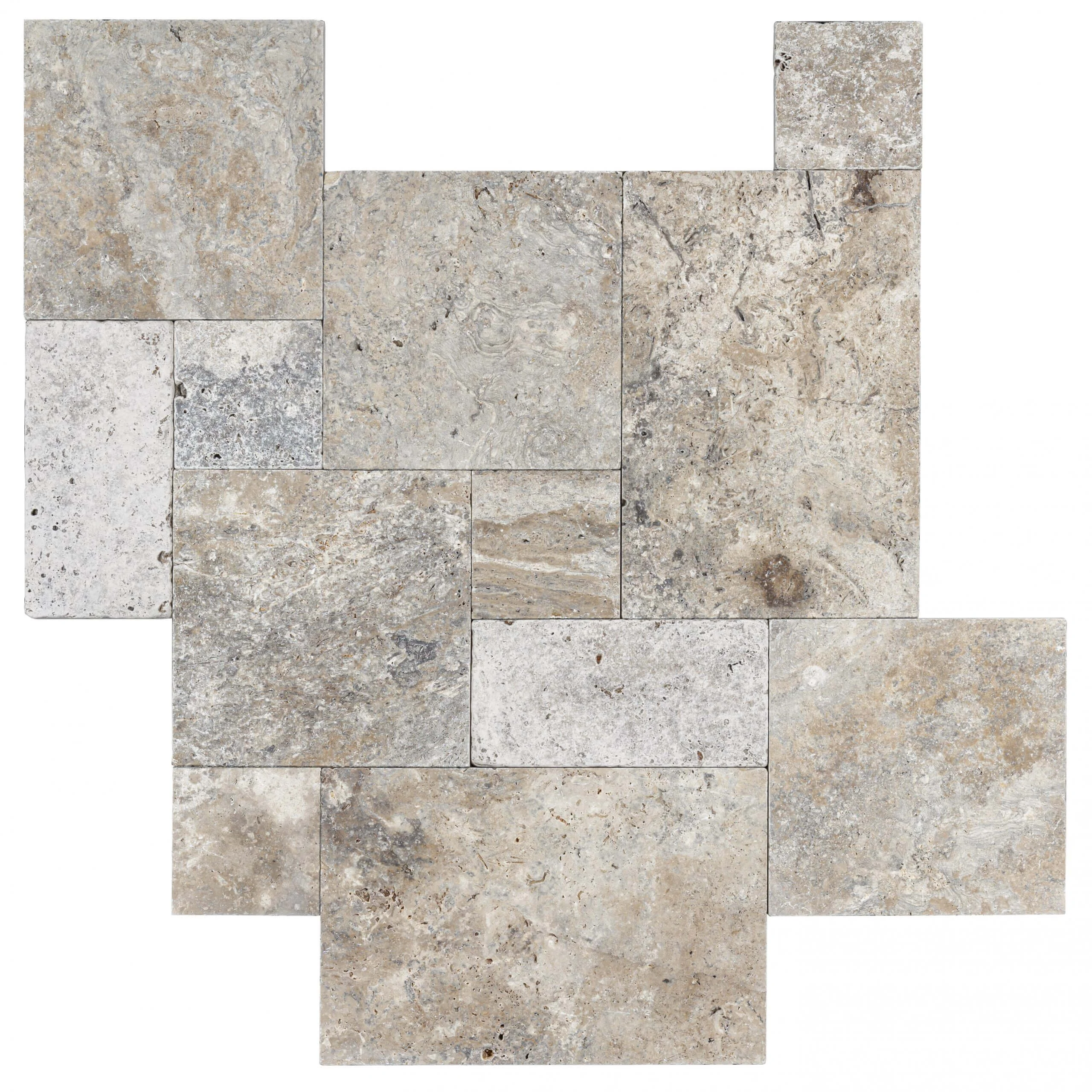 Trawertyn Warm Grey Bębnowany French Pattern 12mm 1kpl= 0,742m2 | Komplet Rzymski