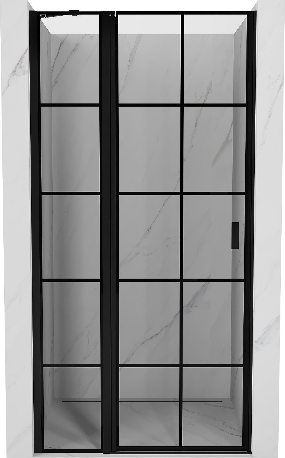Mexen Mist drzwi prysznicowe uchylne lewe 75 cm, czarna kratka, czarne - 8A4-075-000-70-77-L