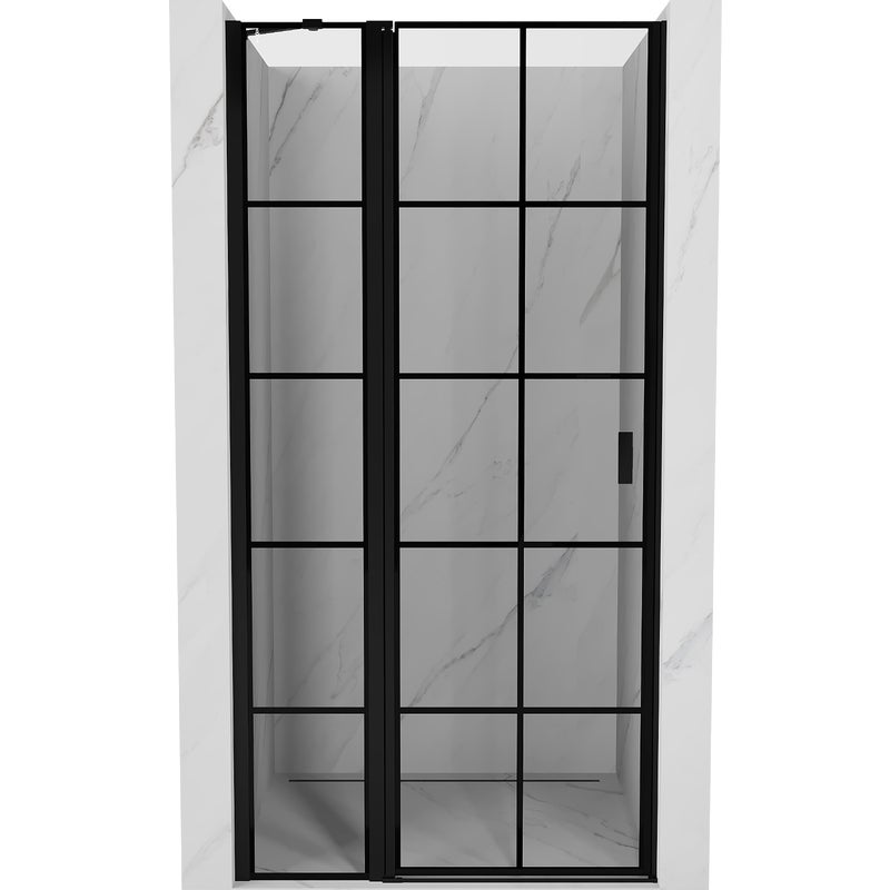 Mexen Mist drzwi prysznicowe uchylne lewe 75 cm, czarna kratka, czarne - 8A4-075-000-70-77-L