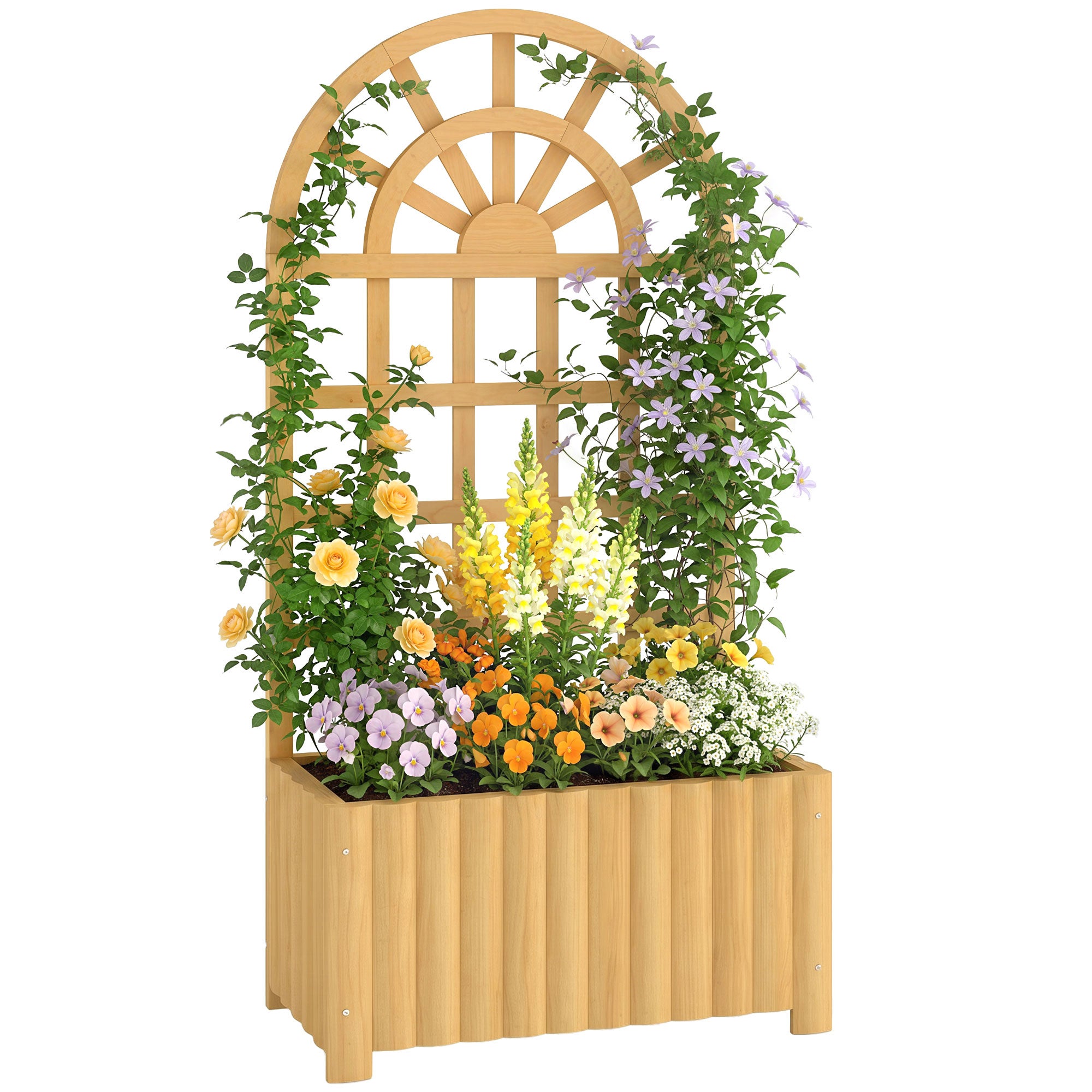 Drewniana donica kratowa z drenażem do uprawy warzyw, kwiatów i ziół, 60x30x120 cm, naturalna