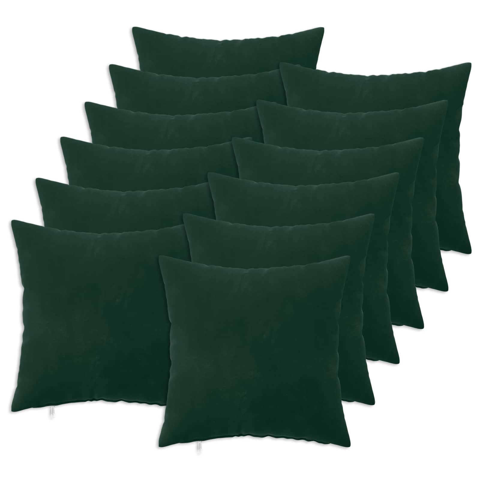 12x Poszewka na Poduszkę 50x50 cm Welurowa Ciemnozielona