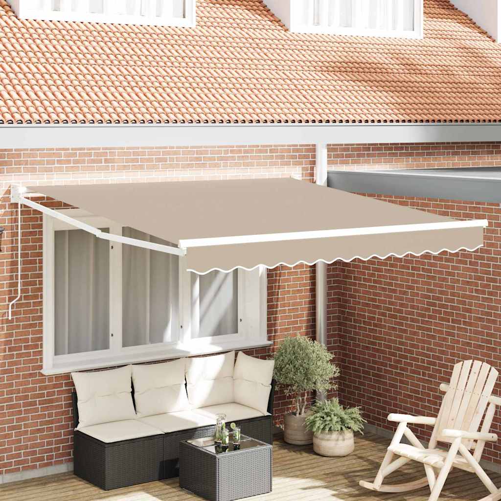 Markiza wysuwana Beżowy 350 x 250 cm 100% Poliester i Aluminium vidaXL