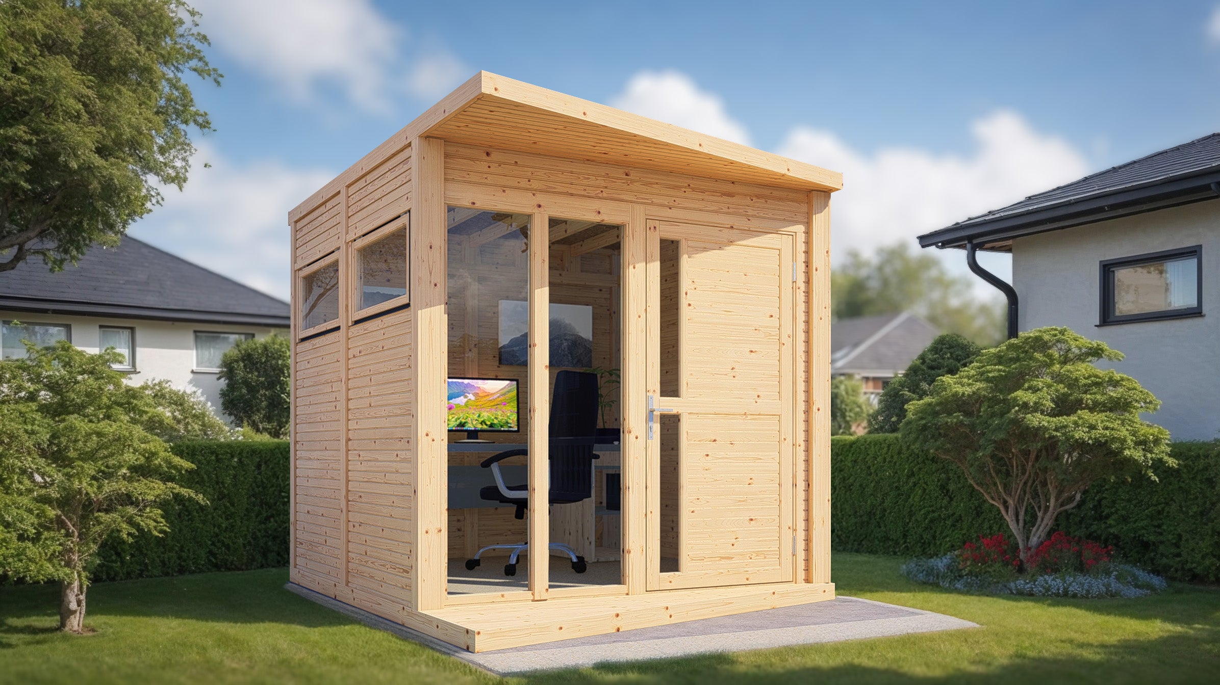 Domek ogrodowy Bertilo Concept Office z podłogą, ściany 18 mm, kolor antracytowy