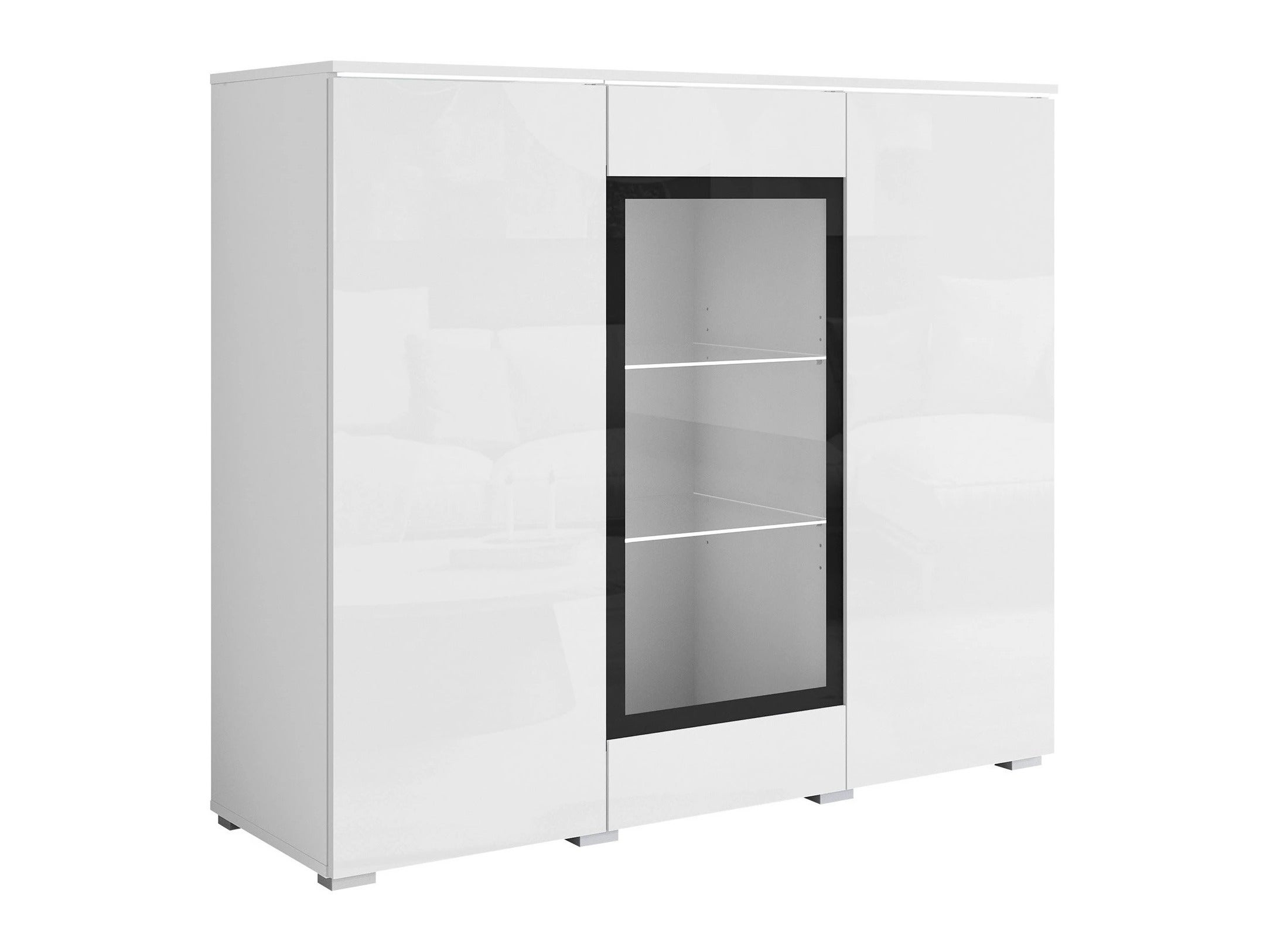 MIRJAN24 Komoda Vera 120 z białym oświelteniem LED biały/biały połysk