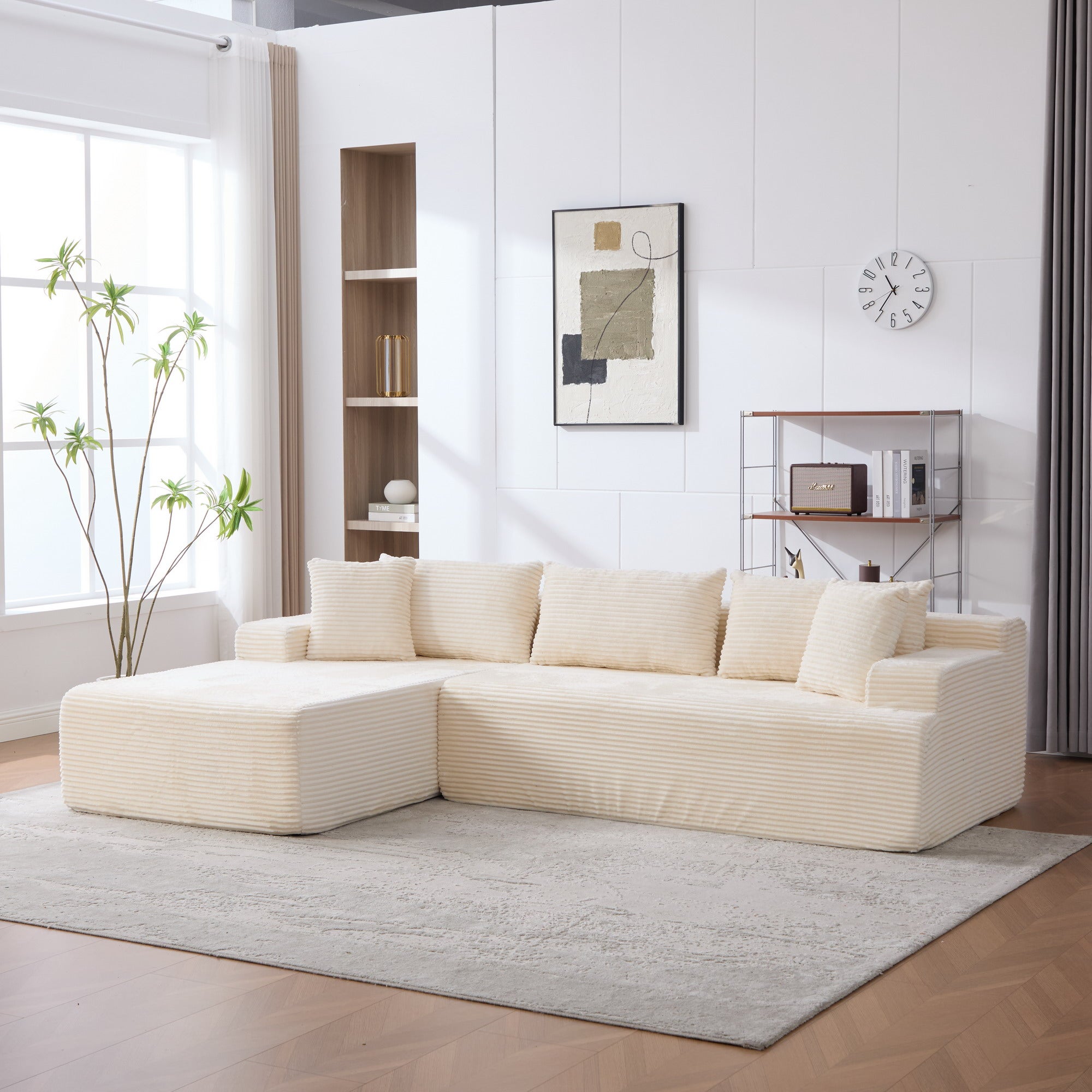 Modułowa sofa kompresyjna wykonana z tkaniny szenilowej wypełniona pianką wysokoelastyczną 30D. Łatwy do przenoszenia i z antypoślizgową podstawą