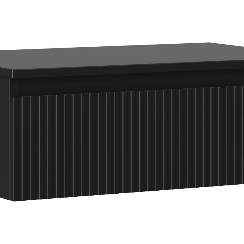 Mexen Rivel szafka łazienkowa podumywalkowa 70 cm z blatem, 1 szuflada, ryflowana , czarna mat - 91A20-07023-1-BFC71
