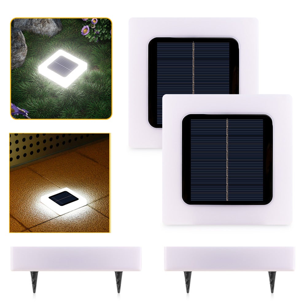 Zestaw 2 lamp solarnych wpuszczanych - Wodoodporne oświetlenie ścieżek do ogrodu, alei i na zewnątrz - Ciepłe światło