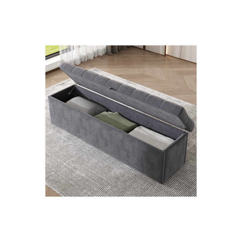Aksamitna ławka z dużą przestrzenią do przechowywania, 138x41x42 cm, elegancki design do sypialni