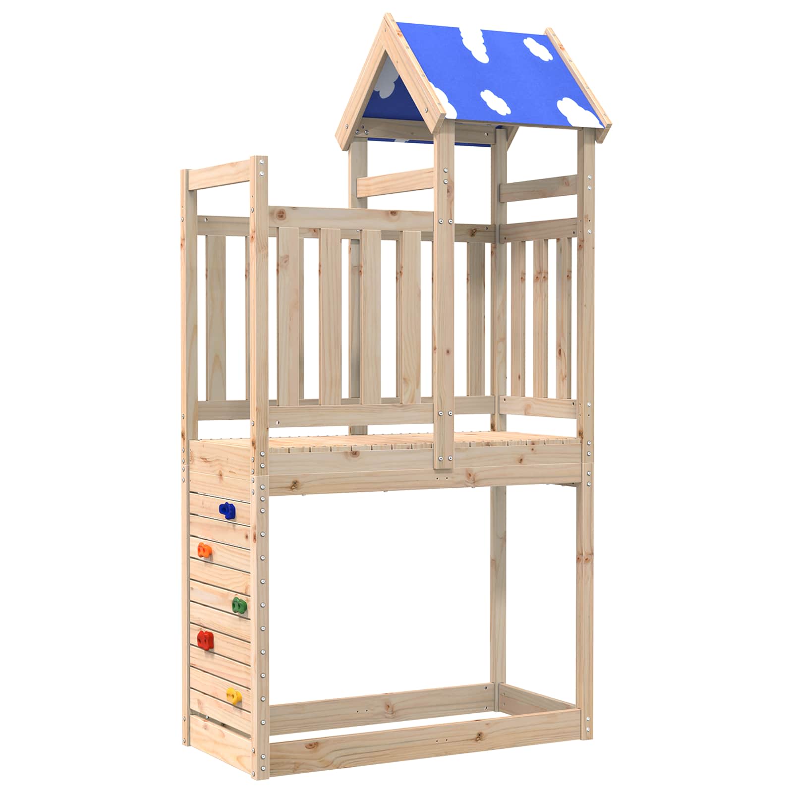 Wieża zabaw Brązowy 110.5 x 52.5 x 215 cm Lite drewno sosnowe vidaXL