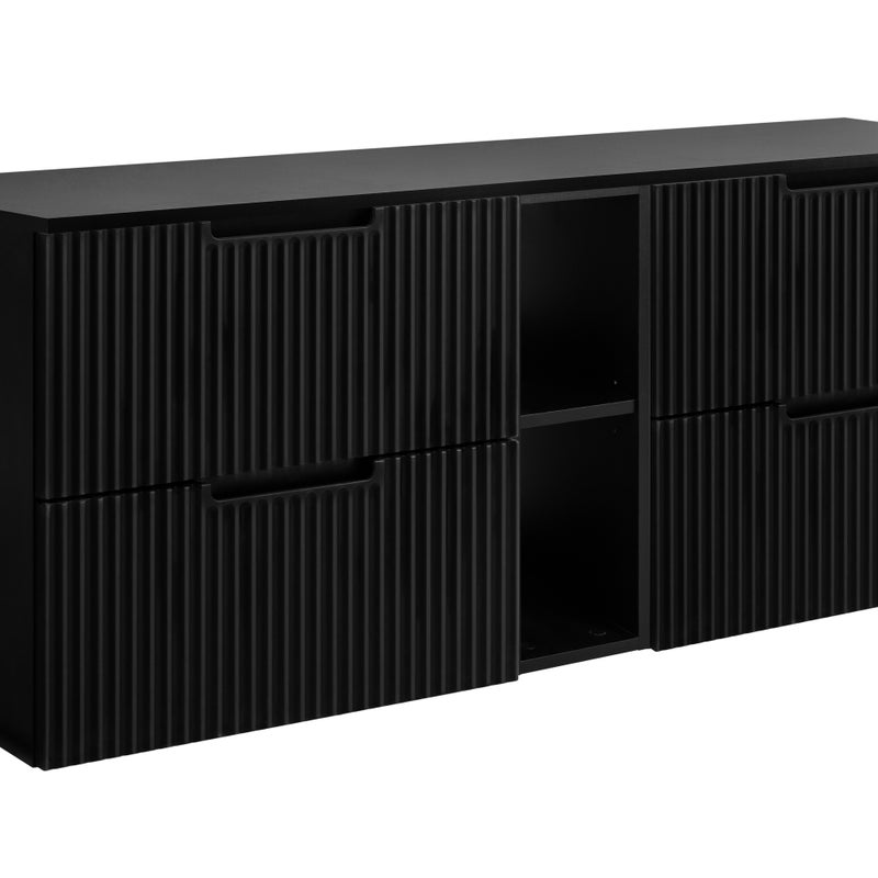 Szafka łazienkowa, czarna, 140 (2 x 60 + 20) x 58,6 x 46 cm