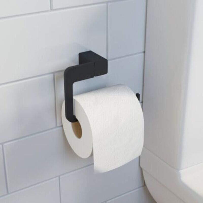 Uchwyt na Papier Toaletowy Czarny Kwadratowy Ścienny, Elegancki Nowoczesny do Łazienki WC
