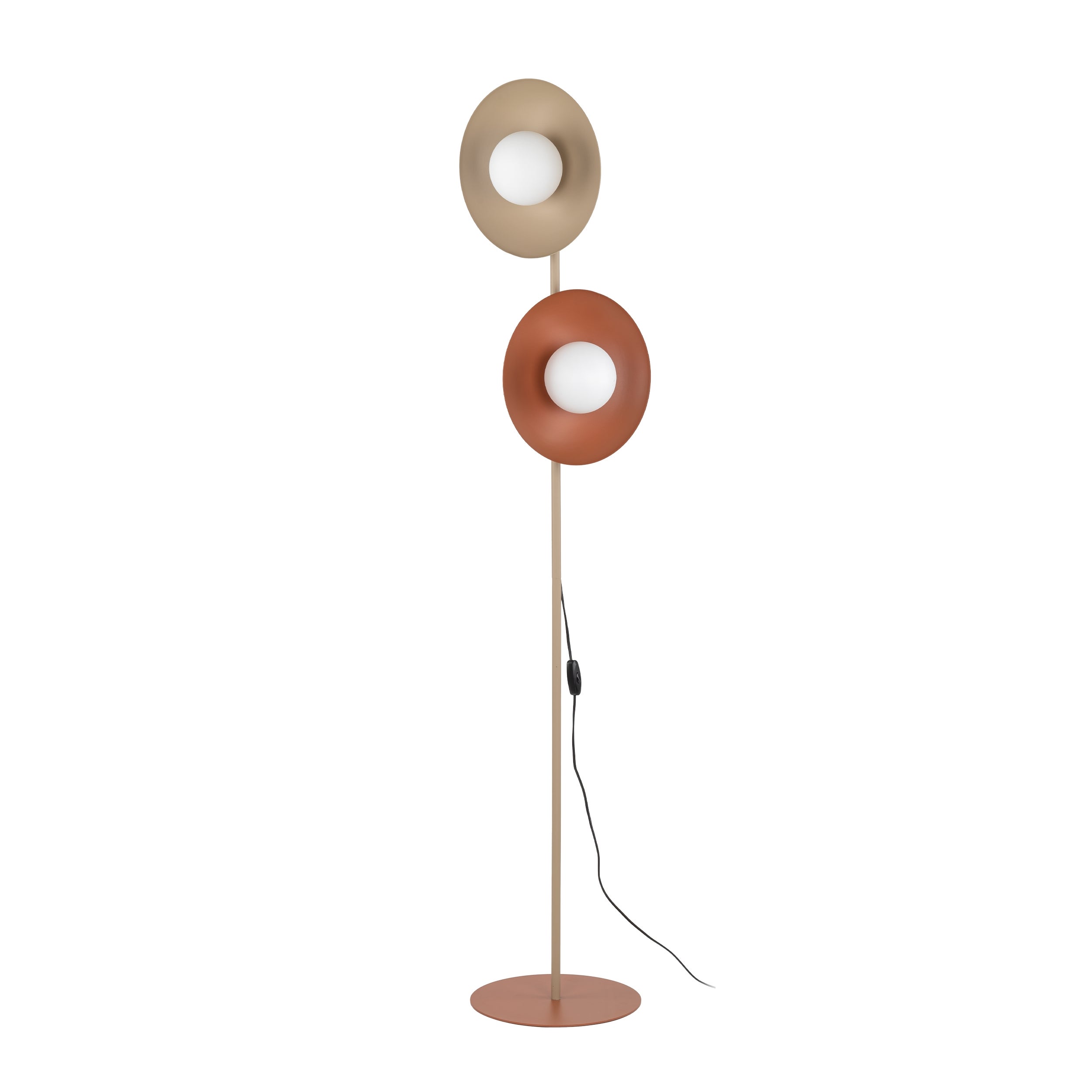 Lampa Podłogowa Tk Lighting Slate Beżowa Czerwona Ceglana Metalowe Talerze 2X G9 Kule Klosz