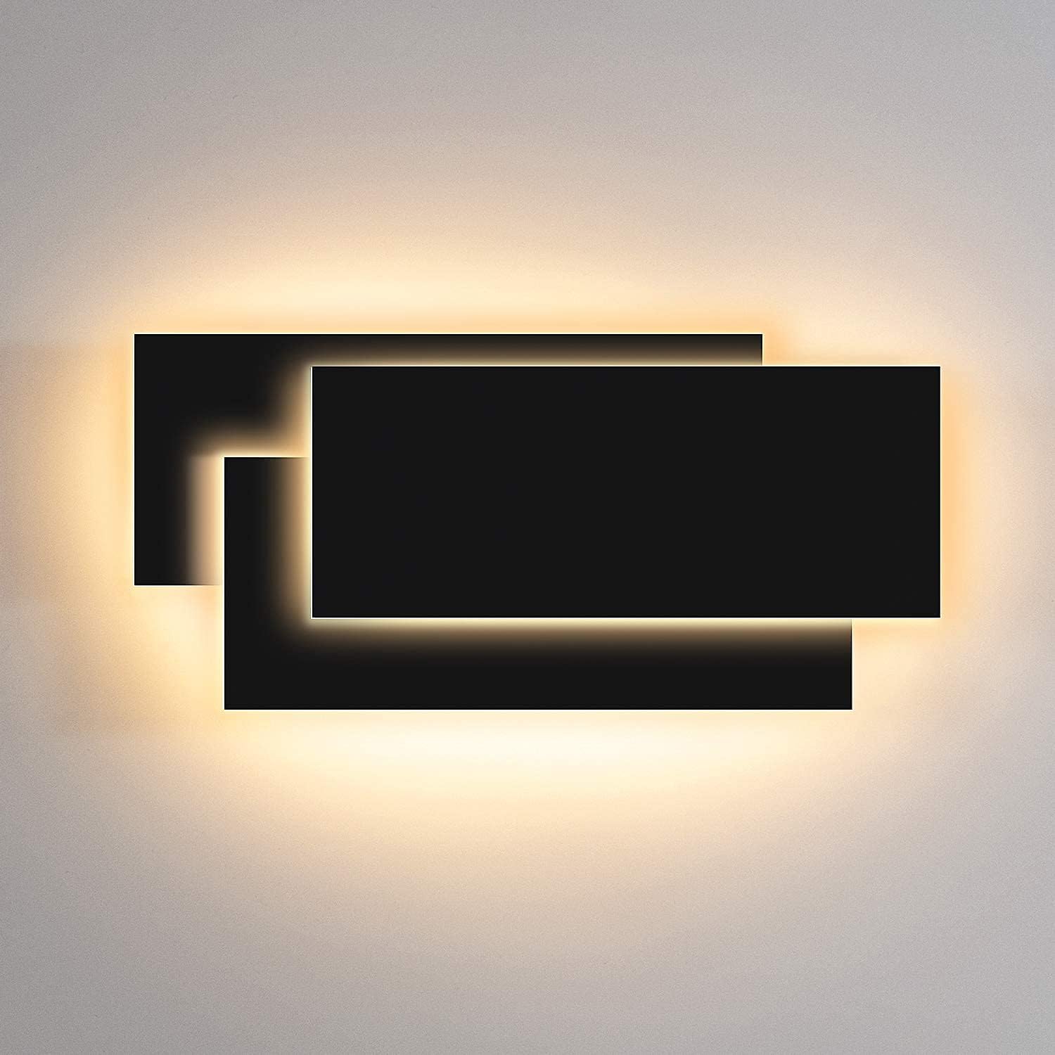 Kinkiety wewnętrzne LED 12 W, nowoczesny czarny kinkiet LED, ciepła biel 3000 K, do sypialni, przedpokoju, salonu, biura