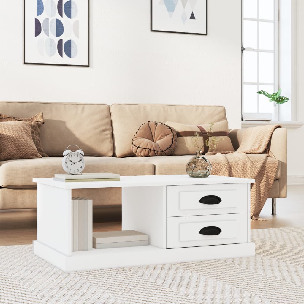 Stolik kawowy, biały, 90x50x35, materiał drewnopochodny vidaXL