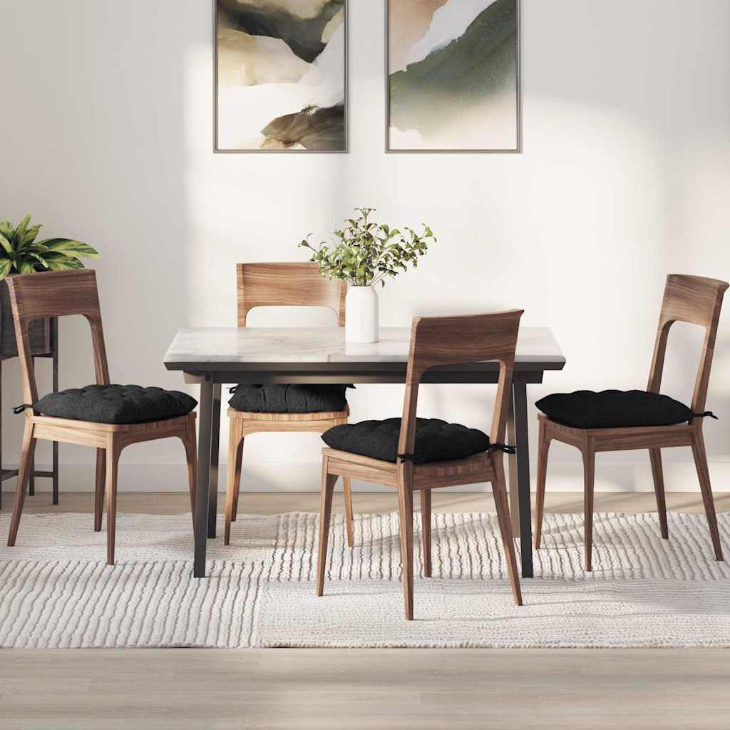 Poduszki na siedziska 4 pcs Czarny 40 x 40 x 6 cm tkanina vidaXL