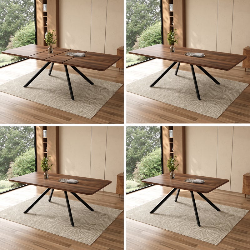 Rozkładany prostokątny stół jadalny na 6-10 osób - 160/200/240 x 90 x 74,5 cm - MDF - do jadalni lub kuchni - orzech