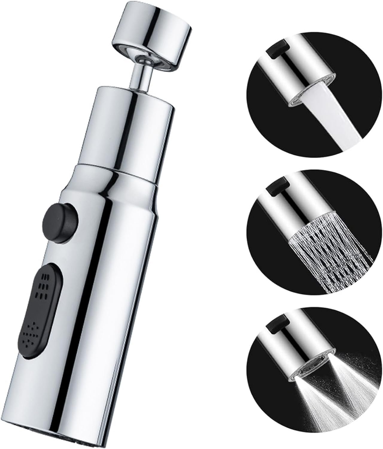 Wylewka do zlewu kuchennego, obrotowa o 360 stopni, 3 tryby, końcówka do kranu kuchennego z perlatorem, uniwersalny adapter do kranu z regulacją