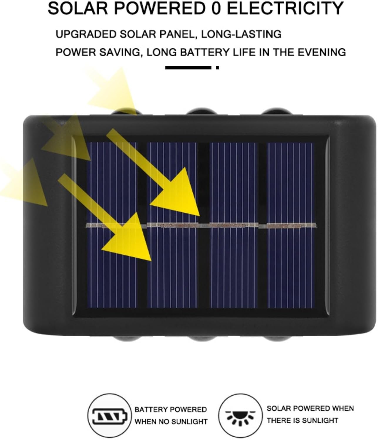 Lampa solarna na ogrodzenie, bezprzewodowa lampa solarna LED, odpowiednia do ogrodzeń, podwórek, ogrodów i ścieżek (4 diody LED, ciepłe światło)