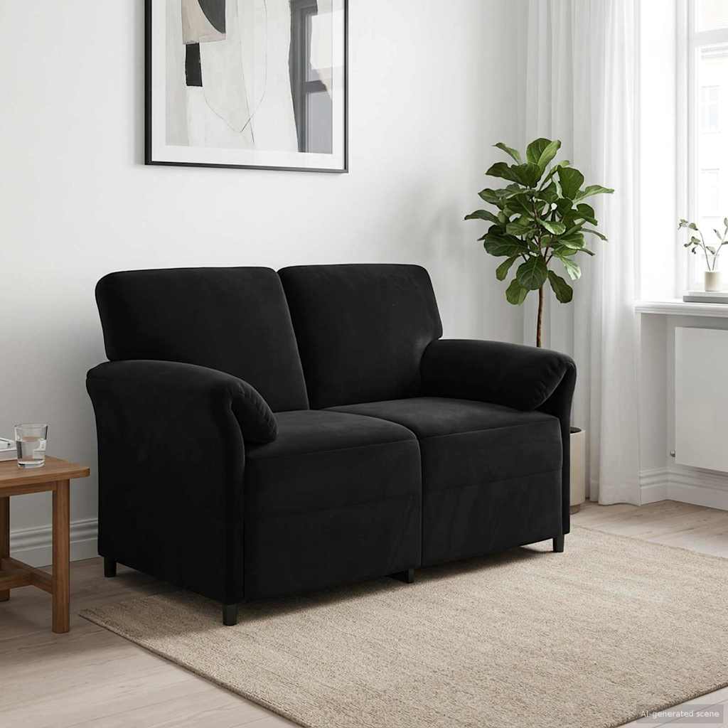 Sofa dwuosobowa Czarny 138 x 83 x 95 cm Welur vidaXL