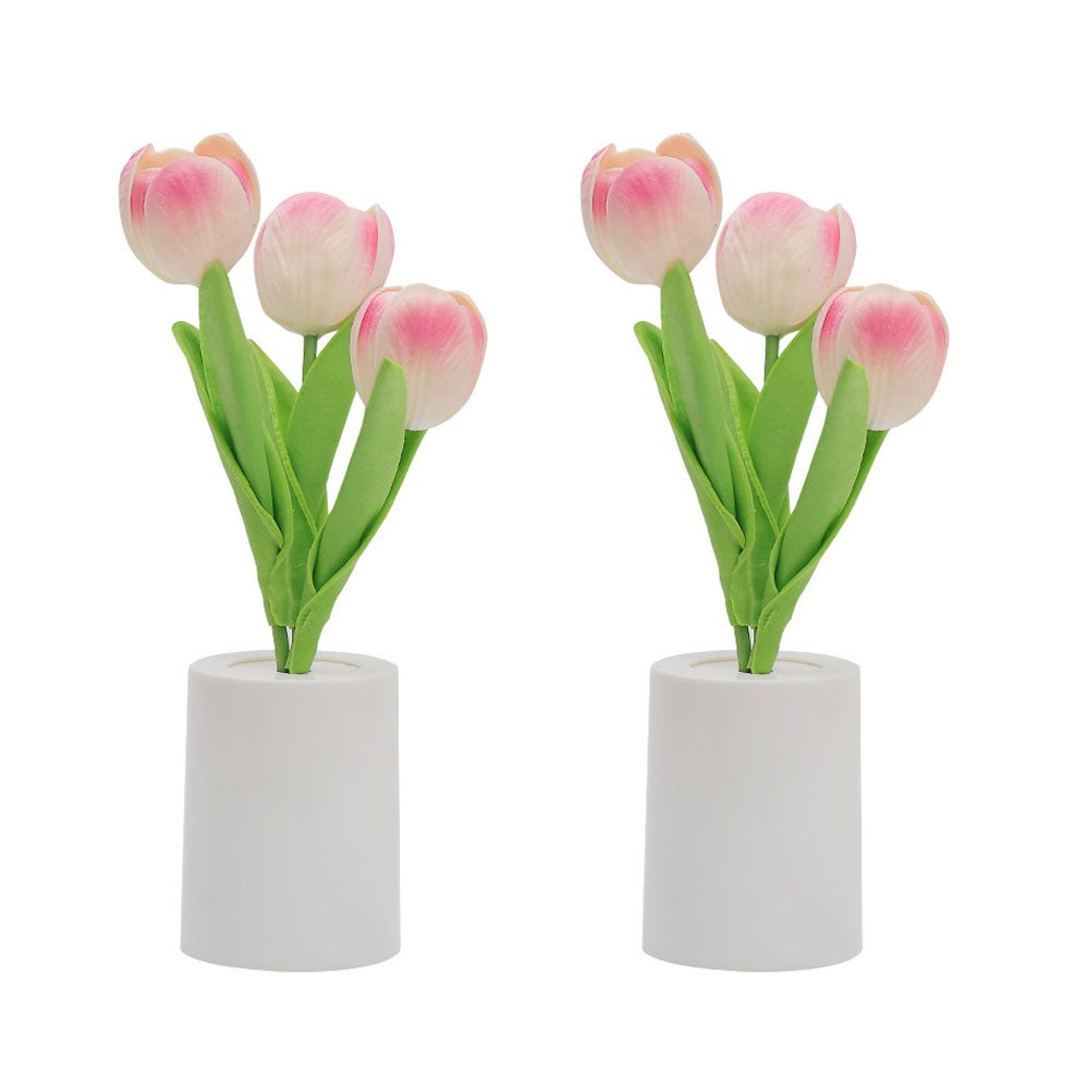 2 sztuki lamp stołowych Tulip, lampka nocna LED, zasilana bateryjnie, dekoracje biurka do domu, na imprezę, wesele
